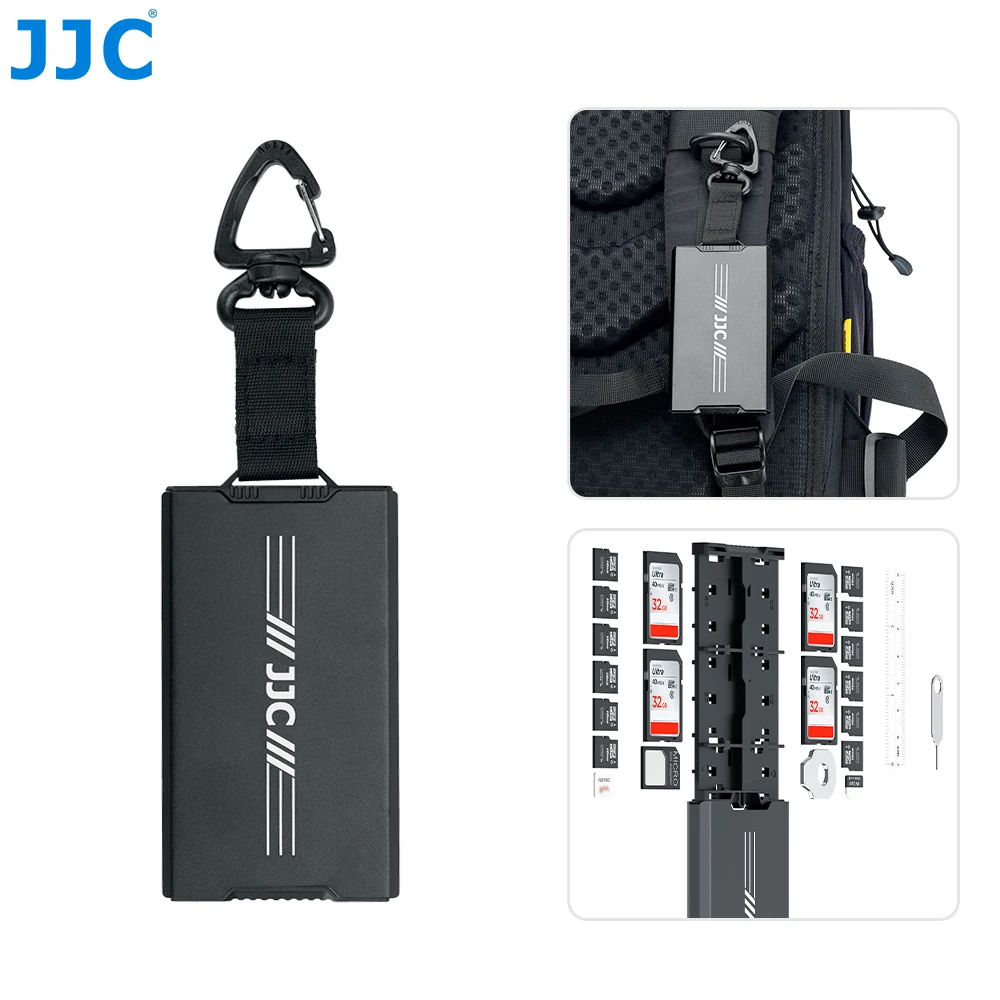 Jjc-estojo para Cartão sd Suporte para Cartão Micro tf Caixa de Memória de Metal Portátil Caixa para sd Mais 12 Micro sd Mais Cartões Nano Sim nm