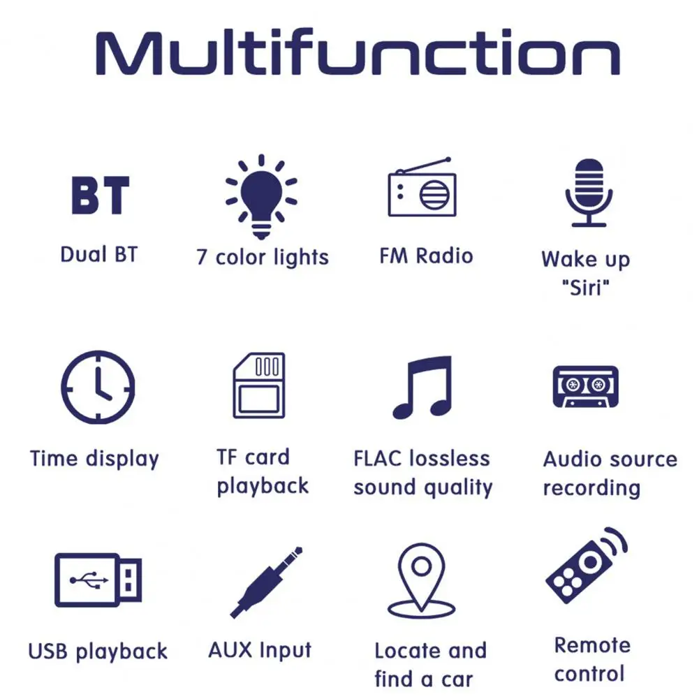 Car SD Card Player Convenient HiFi Sound 7 Color Lights Bluetooth-compatible MP3 Car Stereo Receiver
