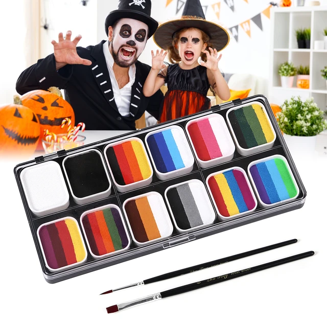 12 Colors Professional Face Paint Kit with 2 Brushes Safe & Non Toxic Water  Based Face and Body Painting Makeup - AliExpress