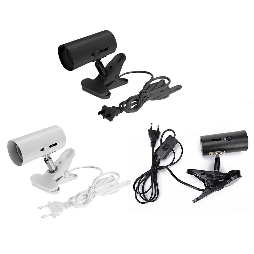 1PC E27 Bulb Clip Reptile Lamp Holder Metal Stand UVA+UVB Turtle Light Clamp with Switch Pet Habitat Heating Light Clip Cover - Image 2