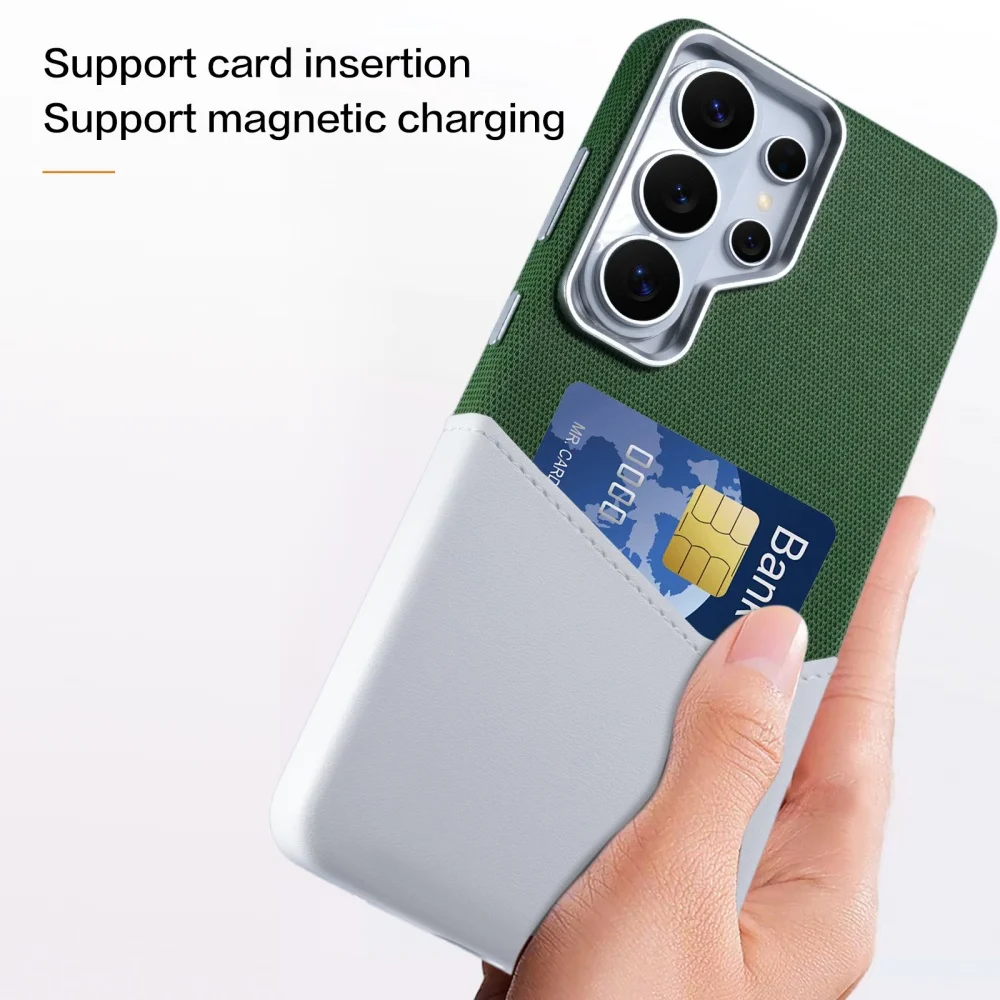 Enhanced Linen Leather Magnetic Wallet Phone Case with MagSafe Card Holder - Shockproof and Soft Cover Design