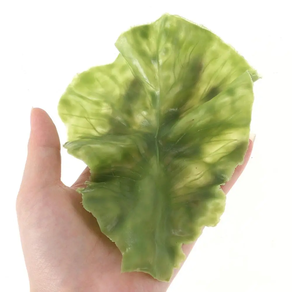 6 Stück künstliche Salatblätter, künstliches grünes Gemüse, realistischer Plastiksalat für die Dekoration von Feiertagen, Zuhause, Küchenschränken – Detail 5