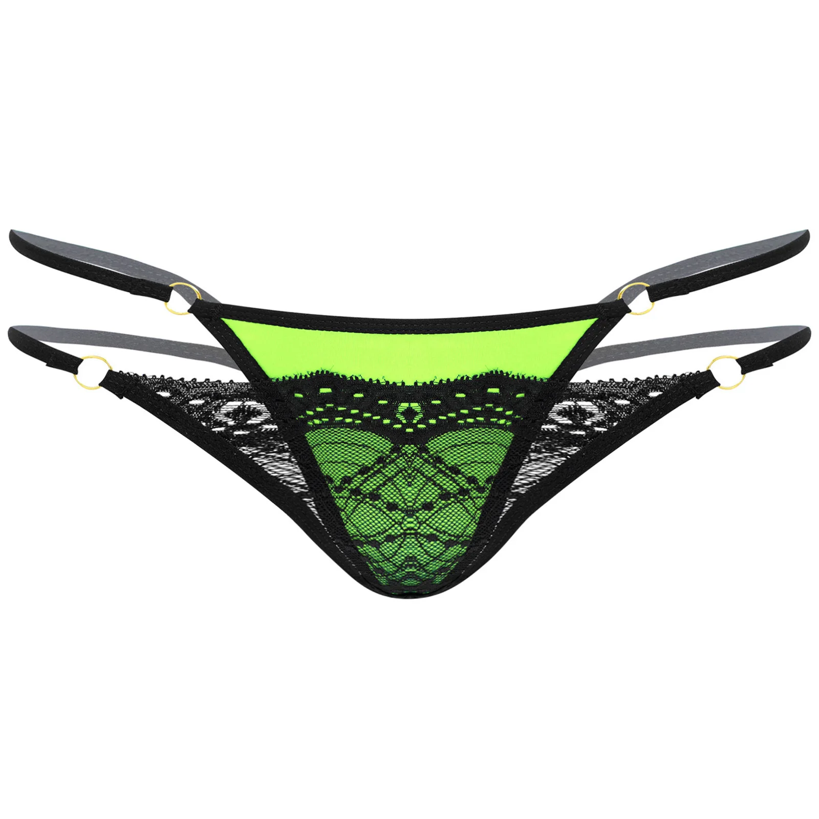thumbnail image 1 of Lencería para hombre, tangas, espalda en T, ropa interior Sissy, bragas Sissy, tangas de satén de retazos de encaje transparente, calzoncillos de cintura baja, 1 of 4