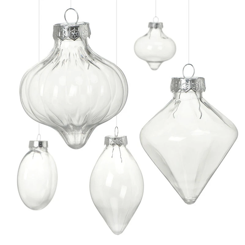 Multi Shaped Plastic Empty Ball Pendants Micro Landscaping Transparent Container Christmas Tree Hangings Ornaments Supplies 1PC