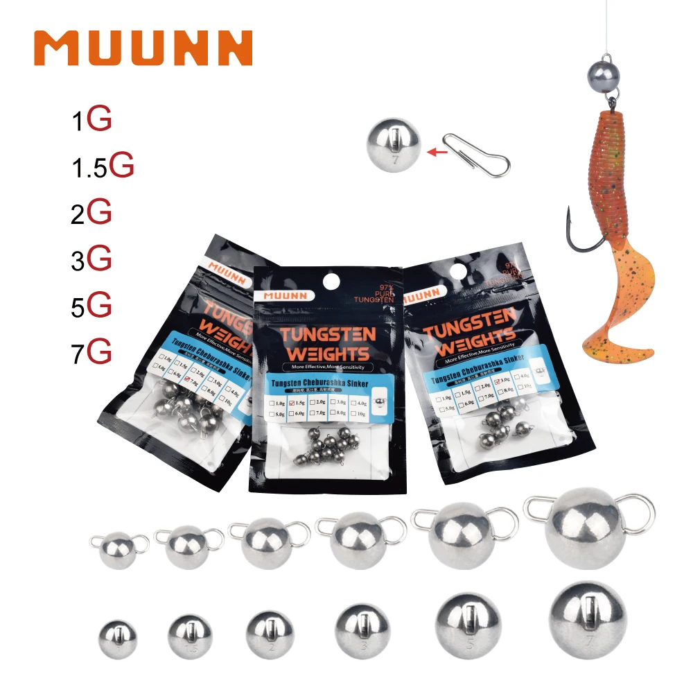 

MUUNN 10PCS Tungsten Cheburashka Sinker,Fishing Weight,1G/1.5G/2G/3G/5G/7G, Tackle For Soft Worm Bait,Bass Perch Salmon Lures