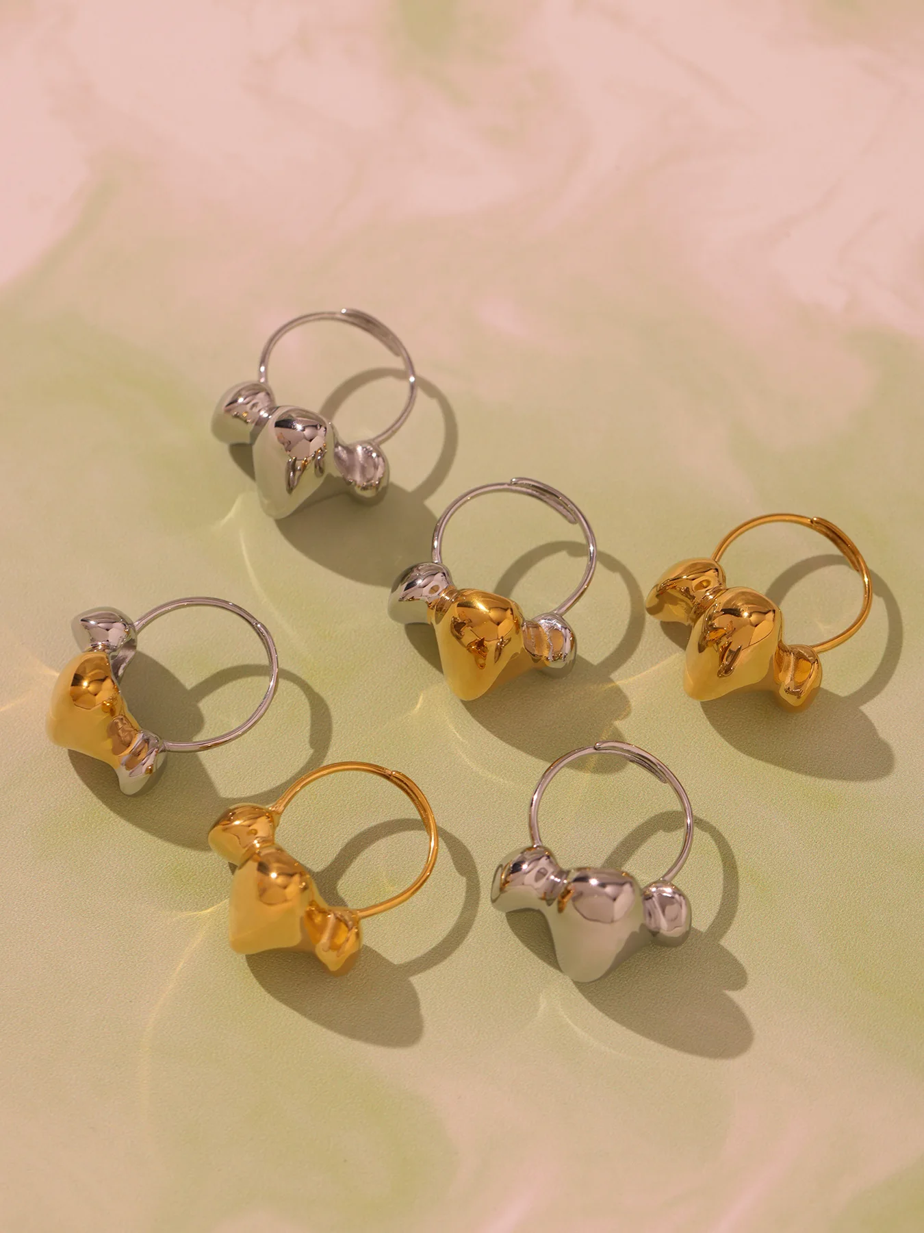316 Edelstahl Vergoldeter Chunky Ring Damen Goldfarben Silber 18K Wasserdichter Geometrischer Großer Ring Mädchen Luxus-Schmuck – Detail 8