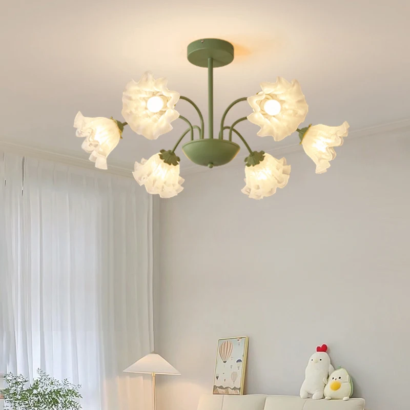 

JJC 110V-240V three-block thermostat French intelligent bedroom lamp French style petal lamp B&B glass bedside lamp