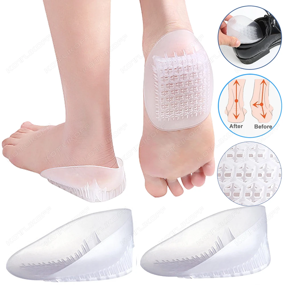 Weiche Silikon-Gel-Einlegesohlen für Fersensporn, Schmerzen, Unterstützung des Fußkissens, Fußmassagegerät, Pflege, halbe Ferse, Einlegesohle, Höhenerhöhung – Detail 1