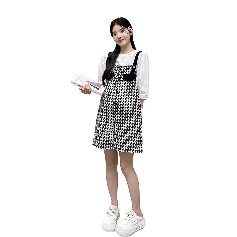 Fashionable Maternity Summer Outfit Hot Sale Of The Season Bubble Sleeve Jumpsuit And Blouse Casual Two-Piece Set for Pregnant W
