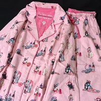 100% Cotton Pajamas for Women Loose Cartoon Long Sleeve Pants Loungewear Women 2 Piece Set Pj Women Outfit Sleepwear Set Pijamas