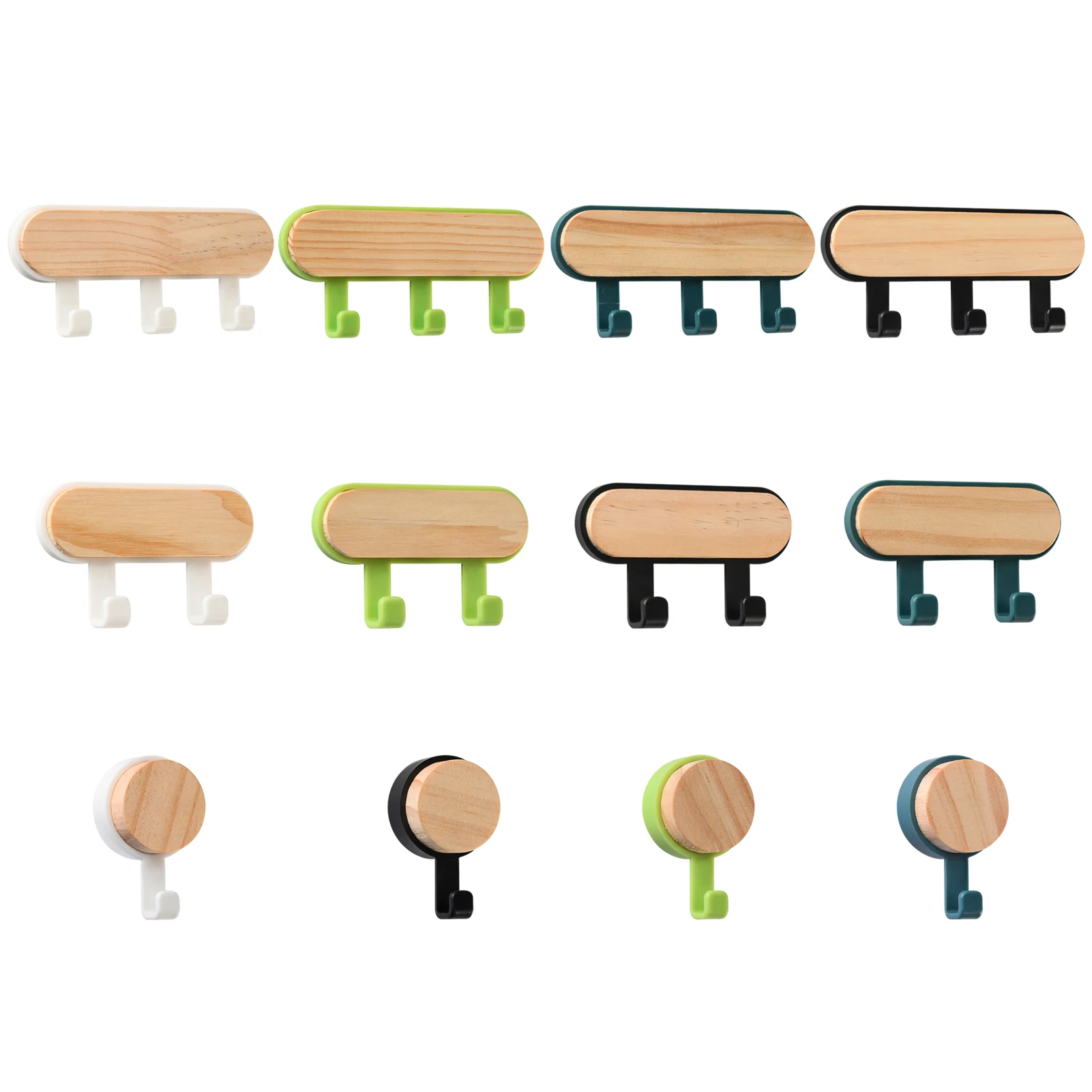 

Wooden Hooks 3 Punch-Free ABS Viscose Strong Hooks Door Window Clothing Kitchen Wall Adhesive Hooks Wall Hooks Heavy Duty for Co