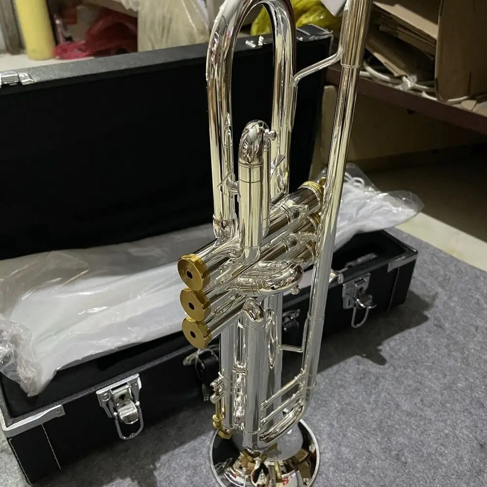 New Trumpet Bb 8335GS Silver Body and Gold Keys Professional Instrument ---
