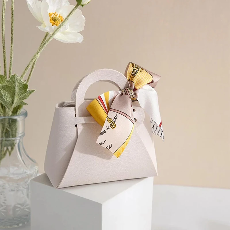 1pcs Leather Gift Bags Bow Ribbon Packaging Bag Wedding Favour  Distributions Bags Eid Mubarak Candy Packaging Box Mini Handbag - AliExpress