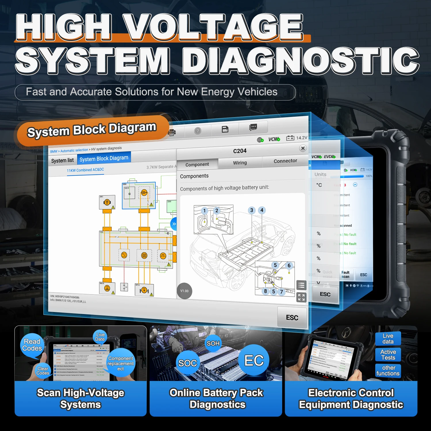 Autel MaxiSys Ultra EV Intelligent EV Diagnostic Tool With EVDiag Kit VCMI EV High-Voltage System&Battery Pack Analysis PK Ultra - Image 2