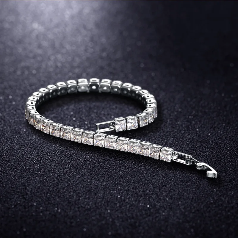 Bracelets de tennis en argent avec zircon cubique pour hommes et femmes, bijoux de charme, document de luxe, contre-indiqué, 4mm