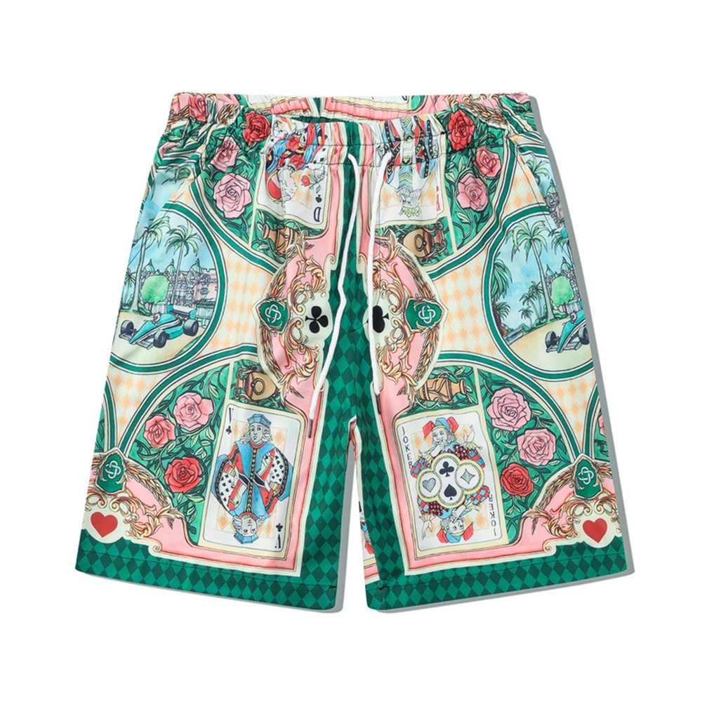 Men's Summer Shirt Suit Digital Personality Poker Printing Retro Court Style Casual Simple Shorts Loose All-match Short-sleeved