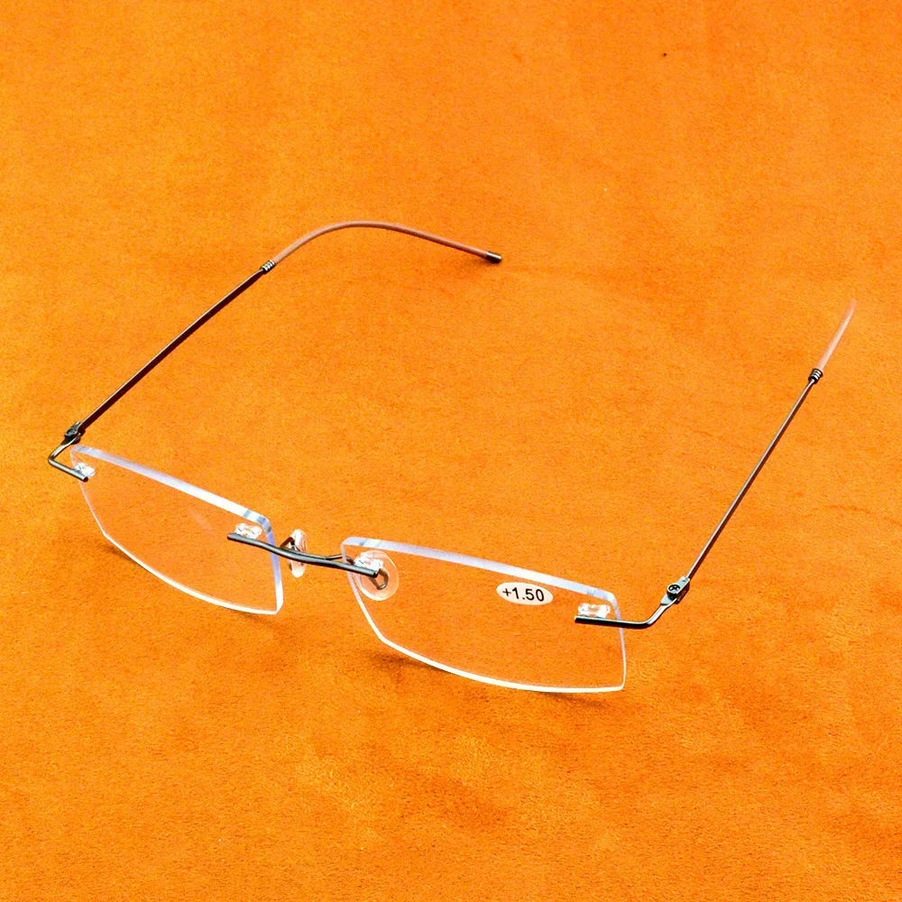 

Titanium Frame Ultra Light Memory Grey Frame Coating Lenses Men Women Rimless Reading Glasses 0.75 1 1.5 1.75 2 2.25 To 4
