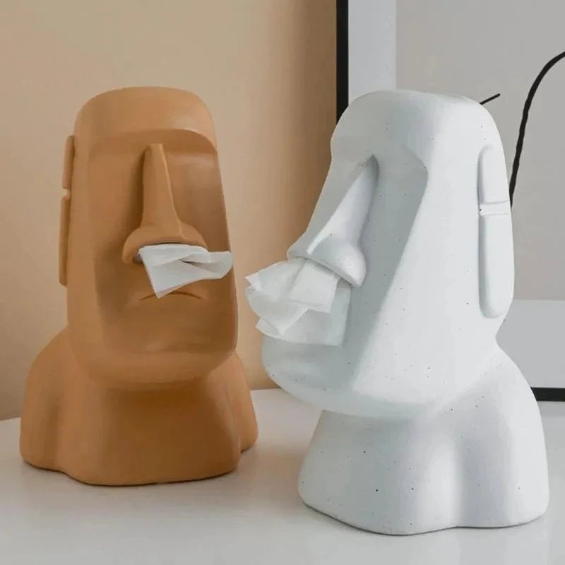 5Pcs Moai Tissue Box Isola Di Pasqua Boulder Statue Personality Stone Sculpture Home Tissue Holder Tovagliolo Box