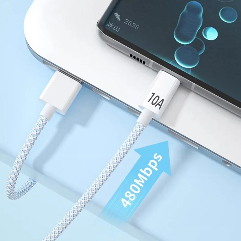 아이폰 17 16 15 프로 맥스 120W 10A 고속 충전기 USB 타입 C 충전 케이블 삼성 화웨이 미 듀얼 타입 C 데이터 전송 케이블