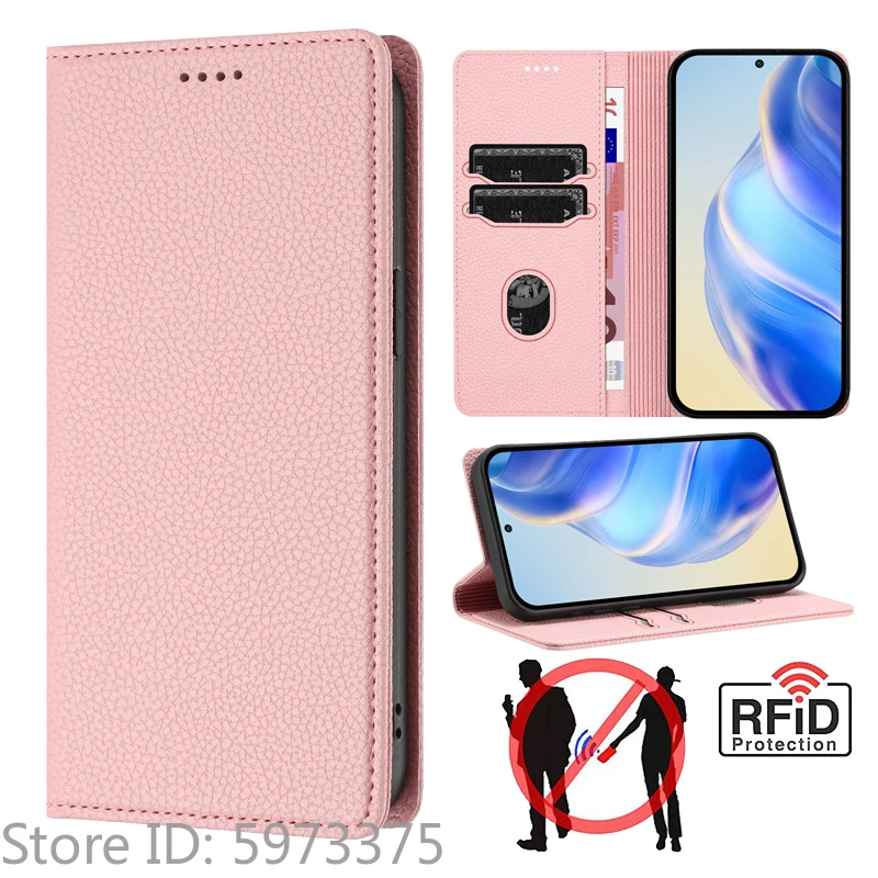 Premium Clamshell Leather Phone Case with Anti-theft Magnetic Flip Cover & Wallet Feature