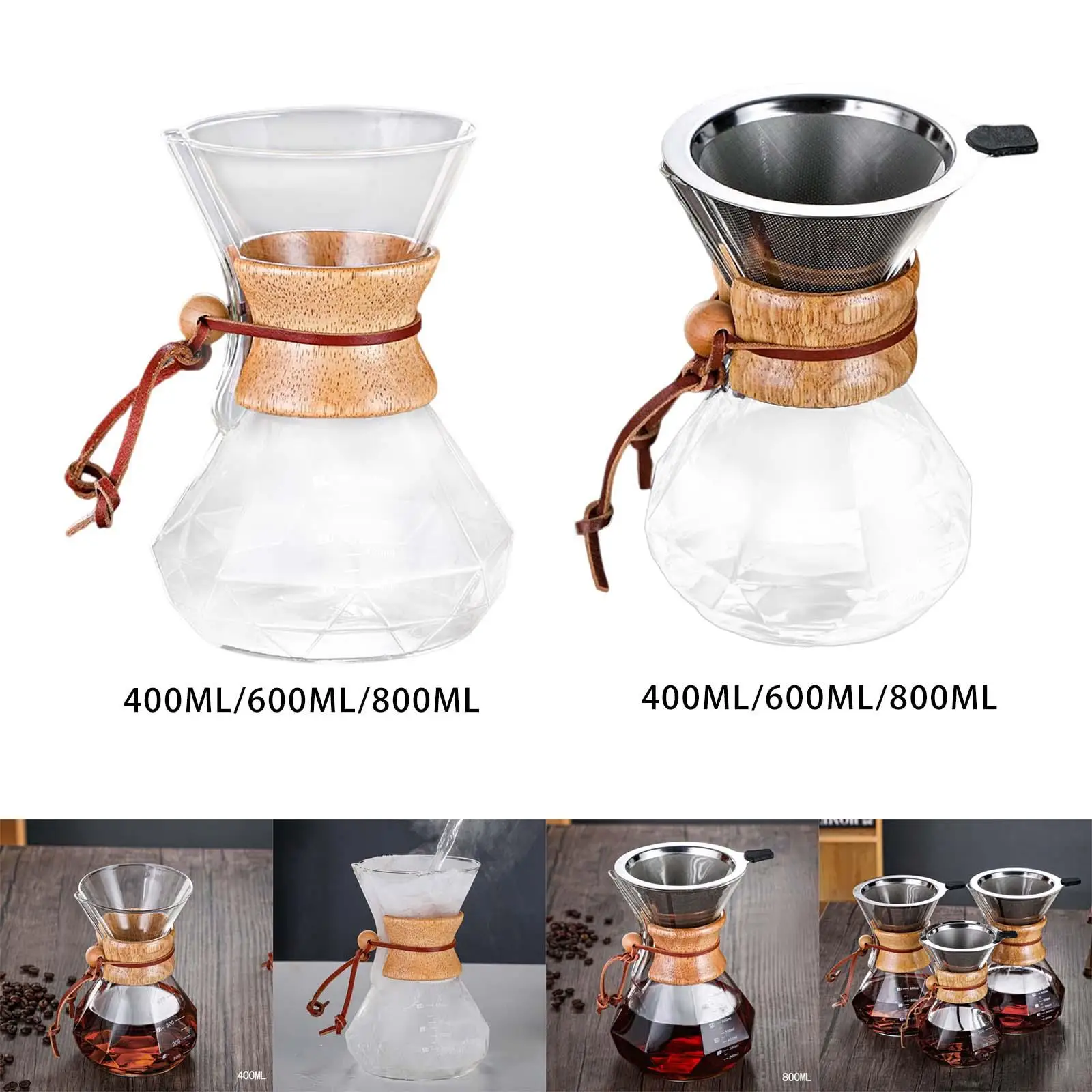 Coffee Maker, Hot Drip Brewer Coffee Sharing Pot High Borosilicate Cafe Reusable