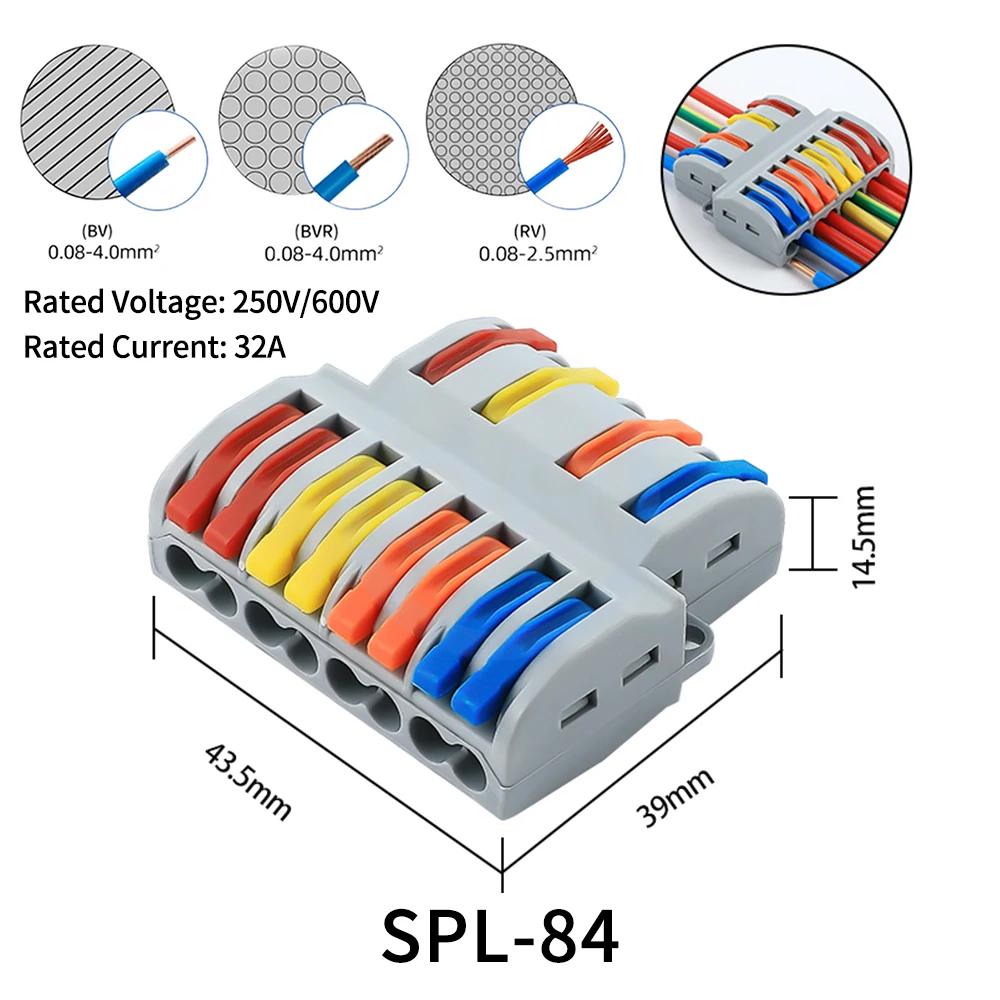 (10 Stück) SPL-1 SPL-2 SPL-3 SPL-4 SPL-5 Schnellklemmenblock SPL-42 SPL-62 SPL-82 Drahtverbinder SPL-63 SPL-93 Lampe SPL-102 SPL-122 Farbe spleißbar – Detail 21