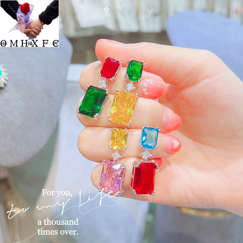

Wholesale EA1087 European Fashion Woman Girl Party Birthday Wedding Gift Square AAA Zircon 18KT White Gold Stud Earrings