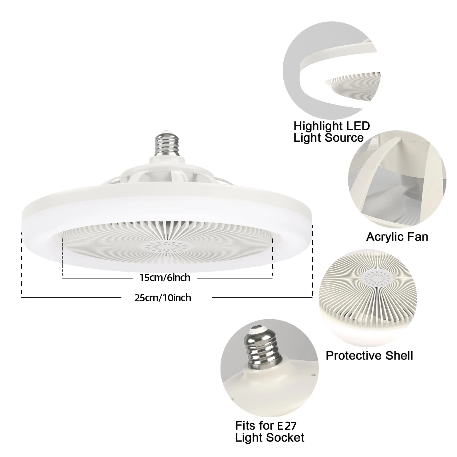 Smart 3-in-1 Ceiling Fan with Remote Control and 3-Speed E27 AC85-265V Lighting Base for Bedroom and Living Room Lighting 5