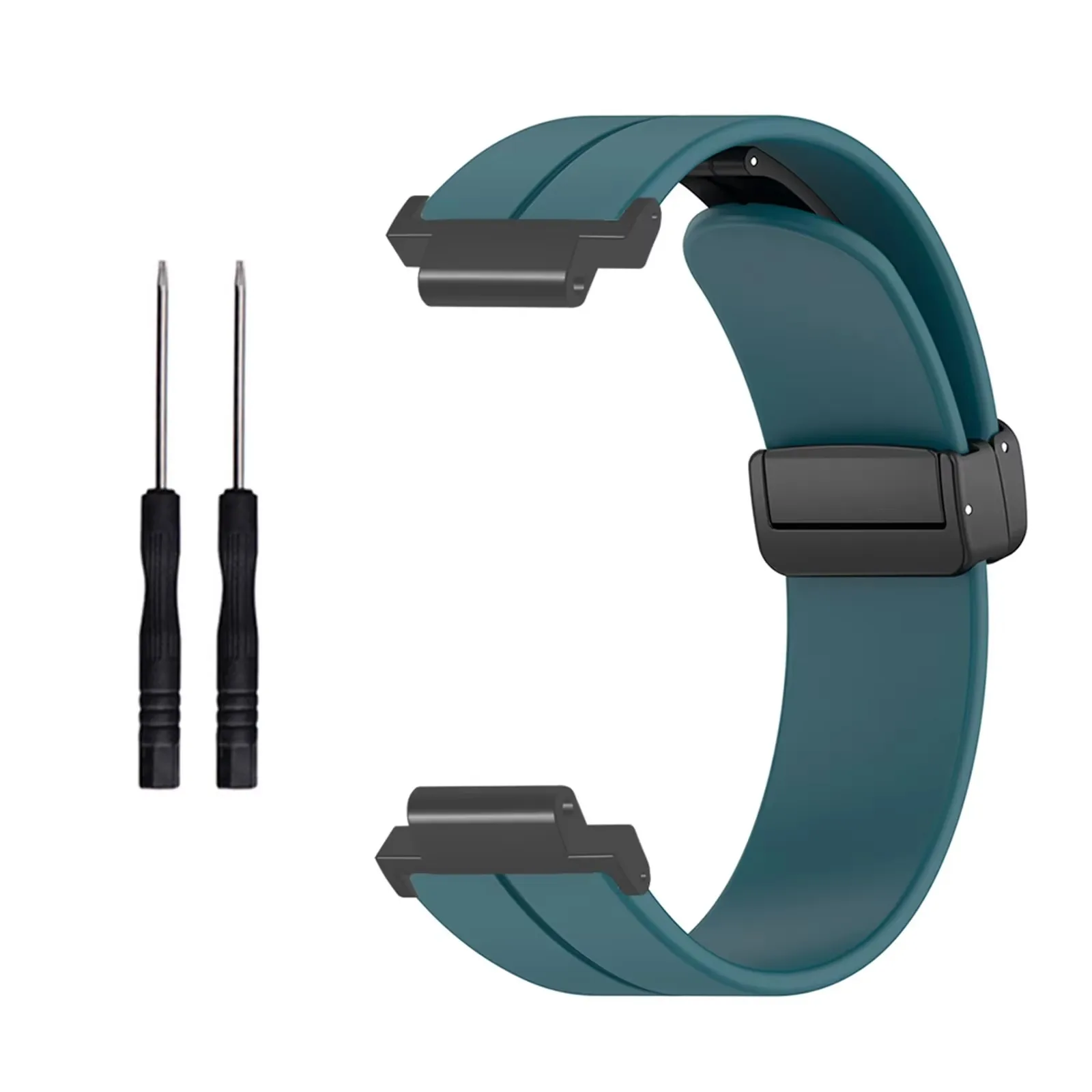 Stylish Magnetic Folding Buckle Silicone Watch Strap Replacement