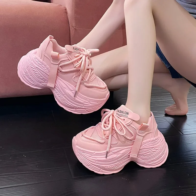 2022 Spring Bright Black Color Chunky Shoes Women's