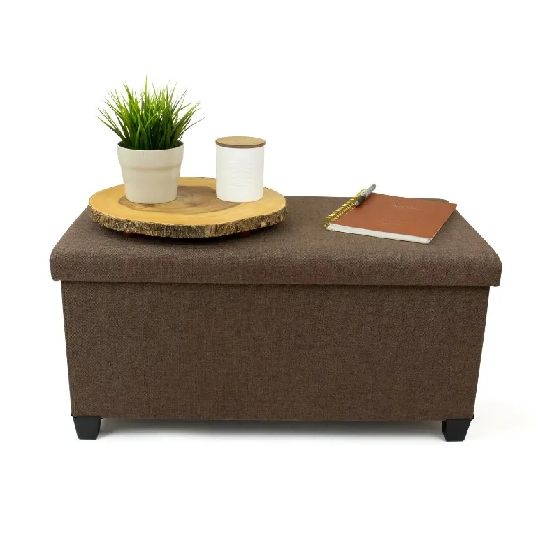 

Humble Crew Rectangular Brown Storage Fabric Ottoman Bench Ottomans