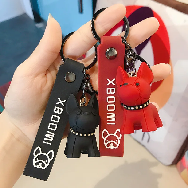 

Creative Cartoon Cute Bulldog Key Chain Pet Dog Keychains Car Wallet Handbag Key Ring Holder Accessory Gift