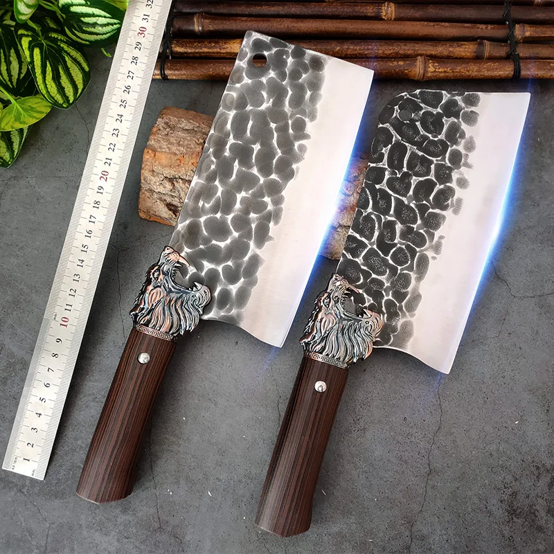 

Forged Stainless Steel 5CR15 Kitchen Chef Knives Set Razor Sharp Chinese Butcher Knife Sharp Bone Powerful Cleaver Chopper Tool