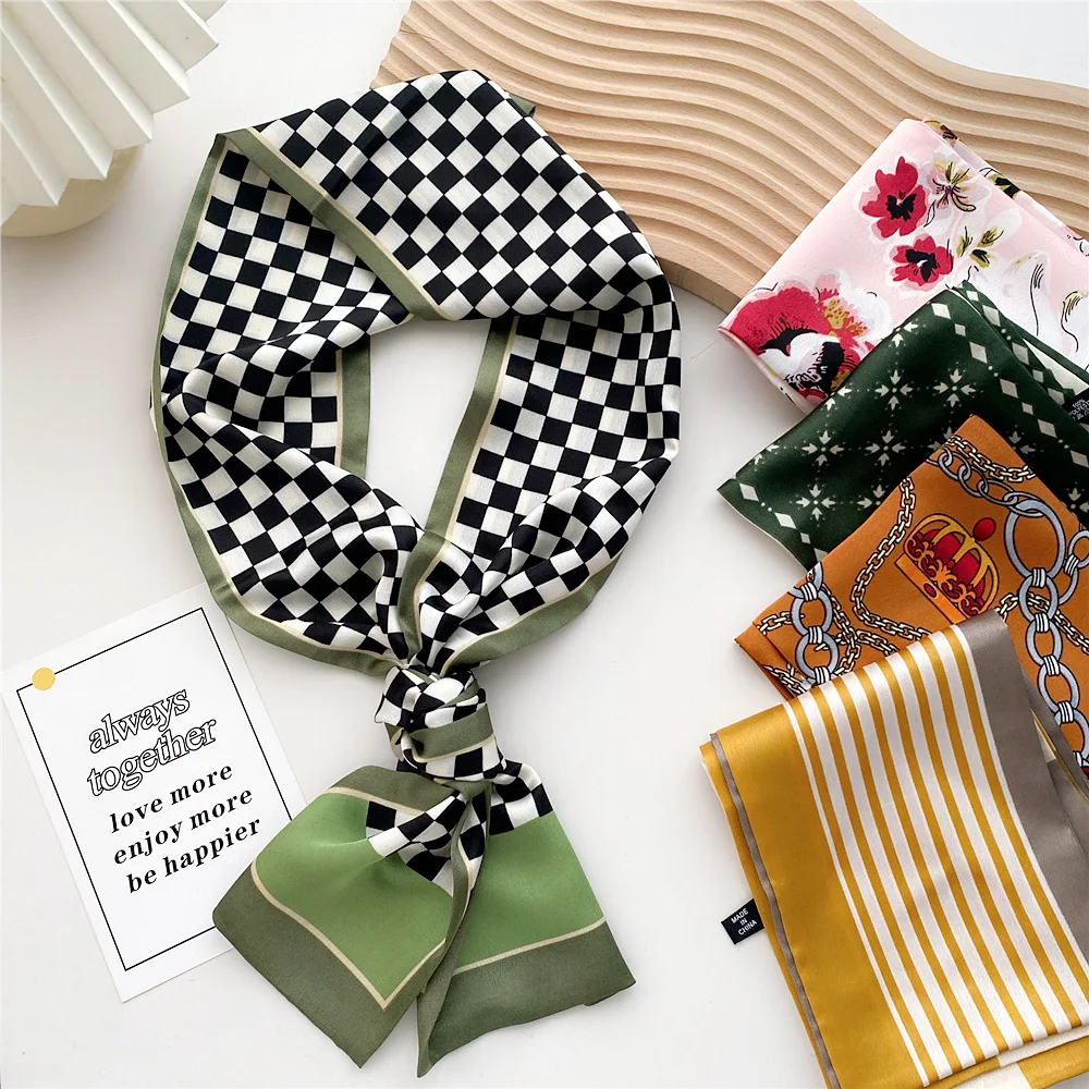 

13*145cm Women Girls Print Fashion Hair Ribbons Scarf Bag Wrist Headwear Ponystail Tie Turban Accessories Hairbands Headband
