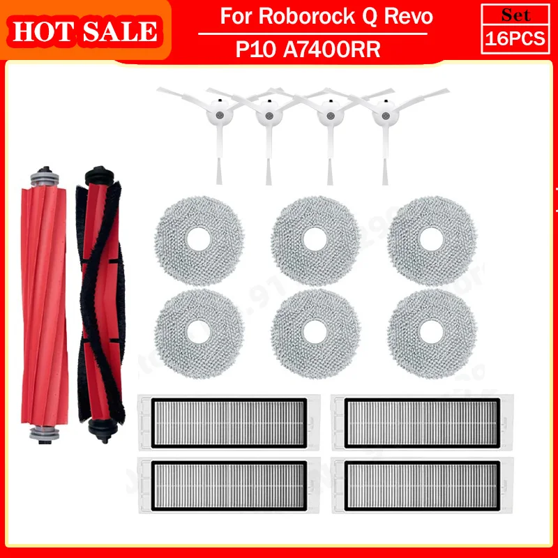 Roborock Vacuum Cleaner Accessories: Main Brush, Side Brush, HEPA Filter, Mop Cloths, Dust Bag