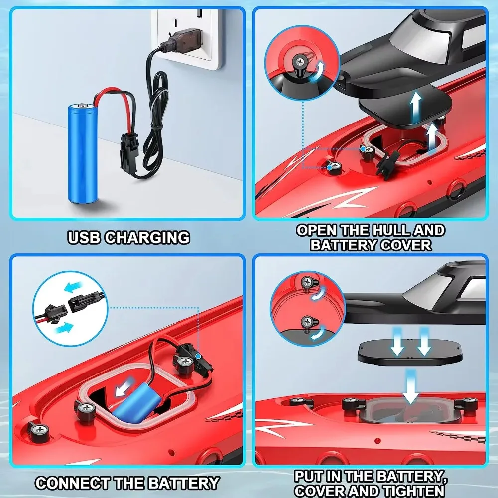 Bateau RC rapide 2.4GHz - Hors-bord électrique pour piscine et lac