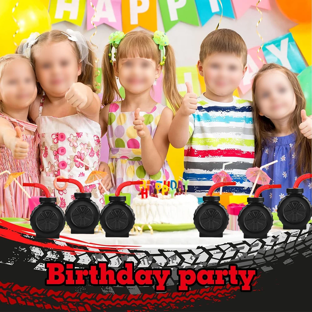 Rennwagen-Reifenbecher, Rennwagen-Kraftstoffkanister, Popcorn-Süßigkeitenboxen, karierte Rennflagge, Kindergeschenke, Gastgeschenke, Rennsport-Geburtstagsparty-Zubehör – Detail 16