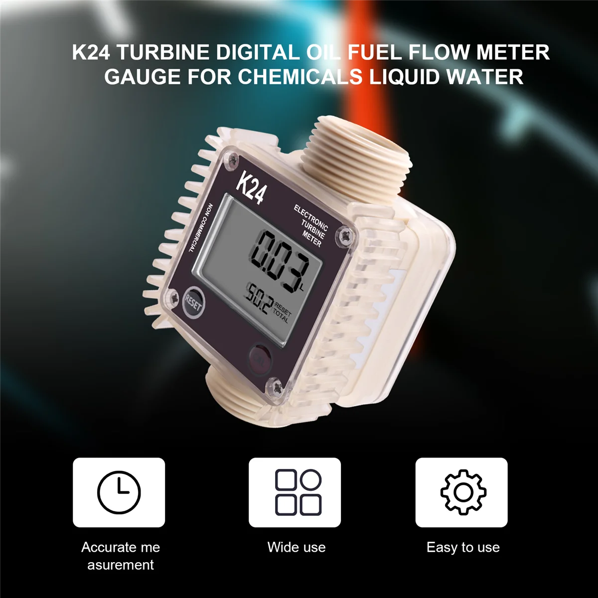 K24 Turbine Digital Oil Fuel Flow Meter Gauge for Chemicals Liquid Water