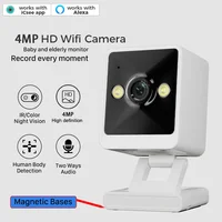 Mini caméra de sécurité Wifi 4MP 2K, Base magnétique intérieure, Vision nocturne HD, détection humaine Ai, caméra de Surveillance ICsee, Audio bidirectionnel 1