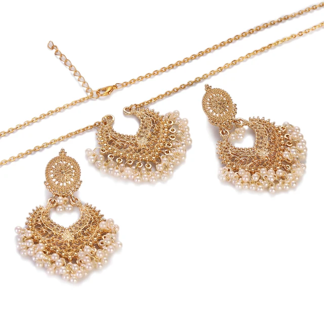 MALOYANVE Christmas Wreath Earring & Necklace Set - Rhinestone Bell Bow Holiday Jewelry, Festive Party Accessories Gift