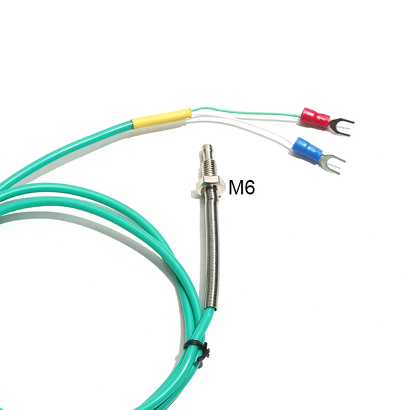 1PC K-type Thermocouple 1M/2M/3M/4M/5M Silicone Cord with M6 Threaded Foldable Probe Stainless Steel Construction