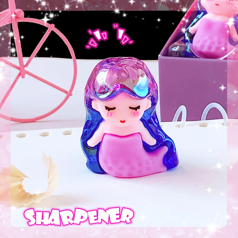 Aesthetic Kawaii Mermaid Pencil Sharpener - Cute and Pretty Stationery for School and Office Supplies