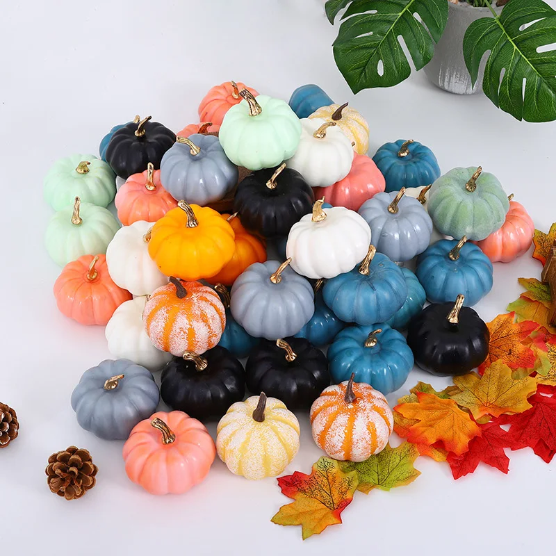 

Simulation Multicolor Pumpkin 7.7cm Halloween Gold Orange White Artificial Pumpkin Thanksgiving ornament Party Decorate For Home