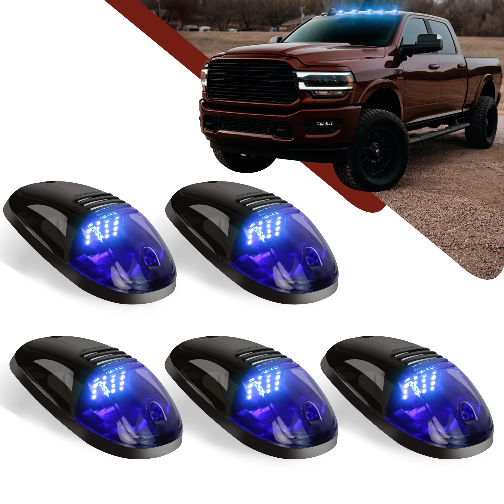 5PCS 12V LED Smoke Cab Dach Lauf Top Marker Auto Lichter Montage Kabelbaum Ersatz für 1500 2500 3500 4500 5500 Pickup – Detail 9