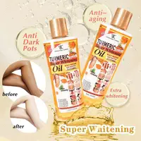 Huile Super Blanchissante au Curcuma 200ml |   Huile essentielle réparatrice pour le corps anti-taches et anti-âge avec germe de blé et huile d'amande douce 5