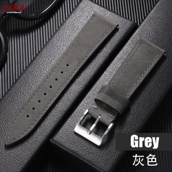 Timeless Vintage Leather Watch Band - Crazy Horse Style - 22mm (Grey)