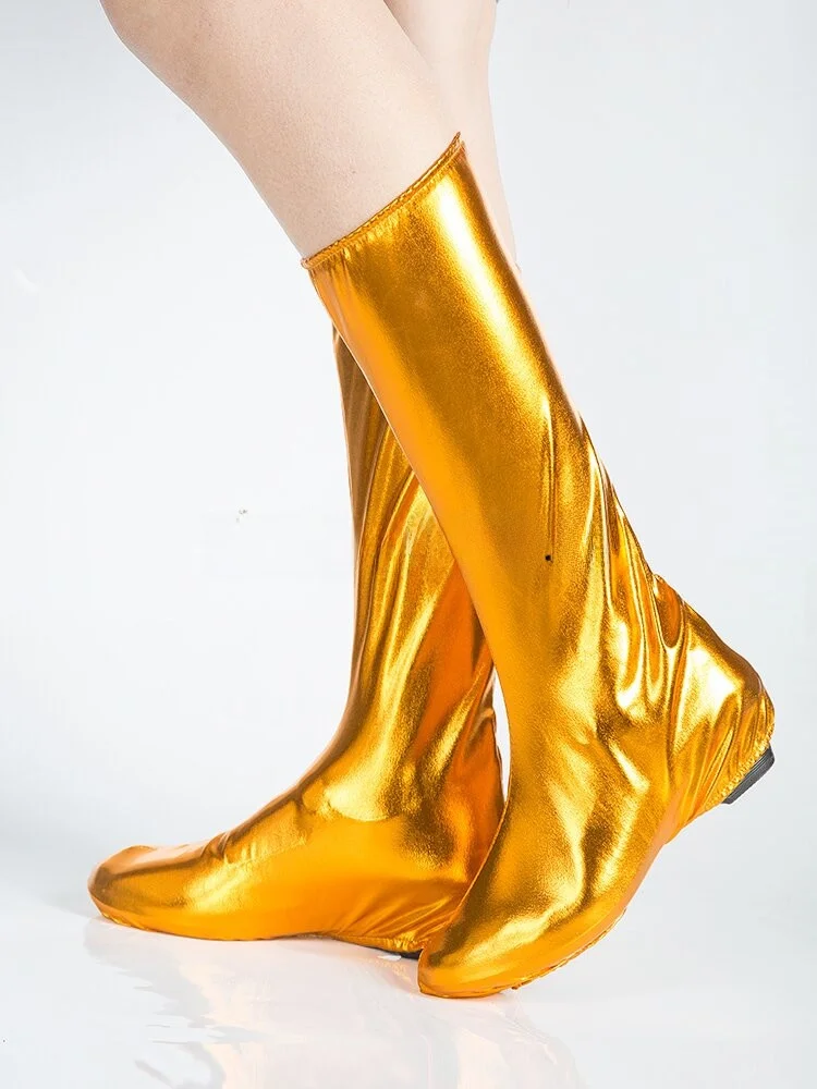 High Elastici Dance Boot Covers Mongolian Performance Red Gold Bla Patterned oe Covers for Tibetan Dance Youth Size