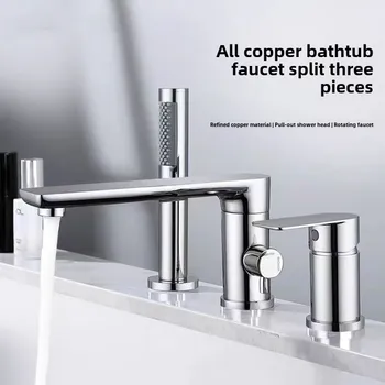 ชุดก๊อกน้ําอ่างอาบน้ําสีดํา Gunmetal สุดหรูพร้อมการติดตั้งสามรู 2