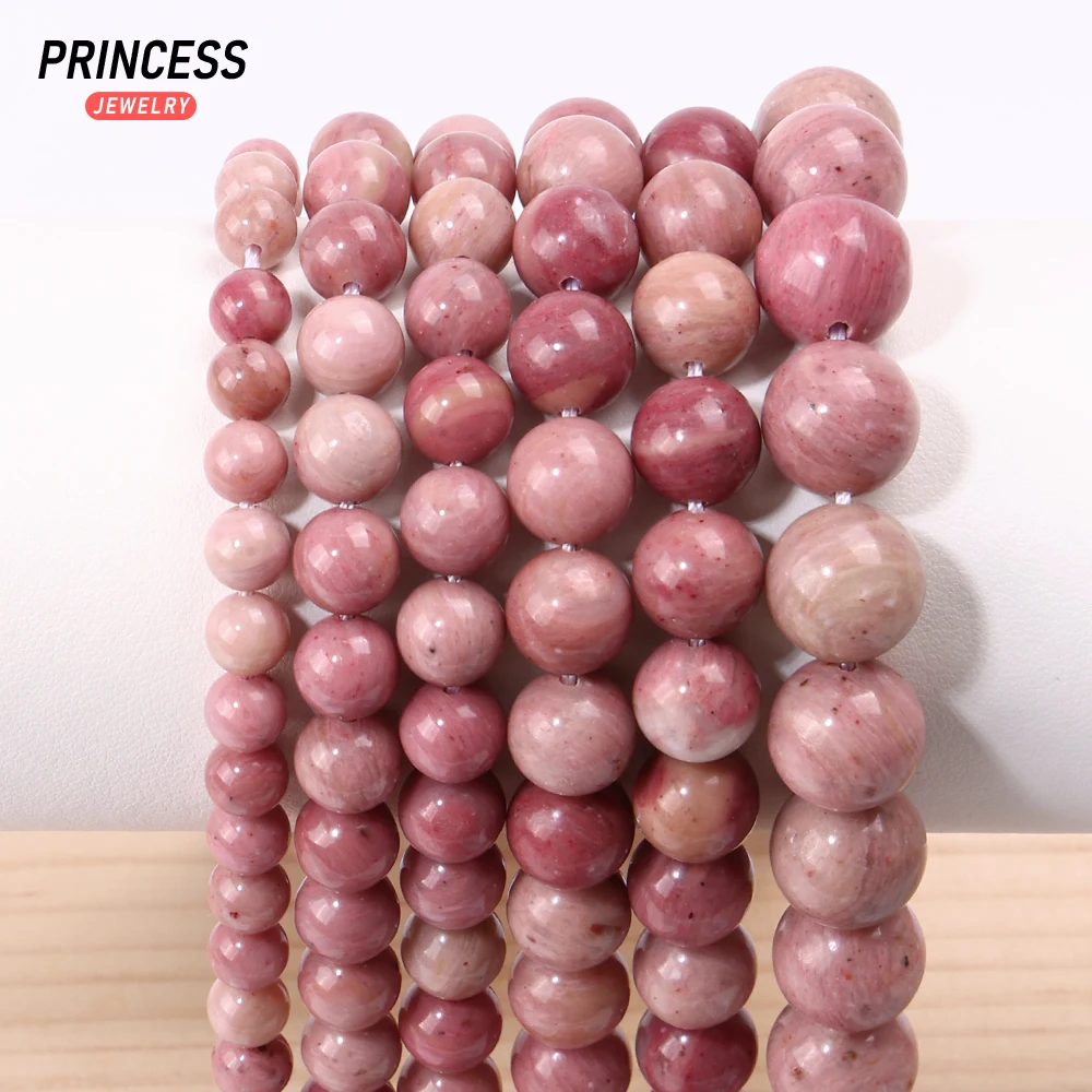 A+ Natural Rose Rhodonite Loose Stone Beads for Jewelry Making Bracelets DIY Necklace Accessories 4 6 8 10 12mm Wholesale 3