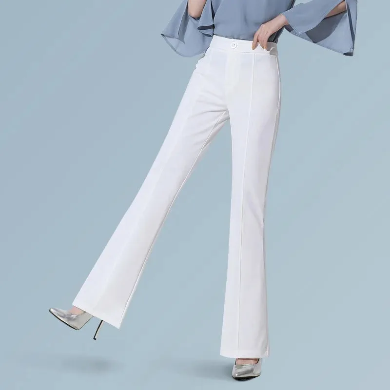 2024 New Casual Pants Big Size S-3XL Colored Women Flare Trousers Spring Summer Office High Waist Slim Fit Solid Stretchy Bell